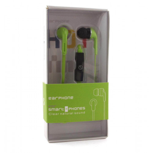 Наушники M2 Green, Mini jack (3.5 мм), вакуумные, микрофон на проводе